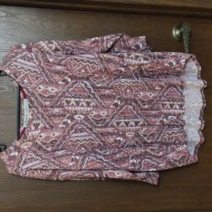 1X quarter length sleeve multicolored blouse